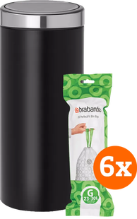 Brabantia Touch Bin 30 Liter Matt Black + Vuilniszakken (120 stuks)