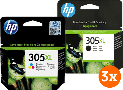 HP 305XL Inkt Cartridge 4-Kleuren Bundel (3 stuks)