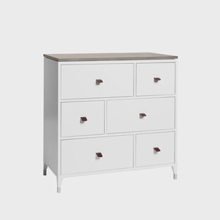 Mavis Abisko ladekast wit, betonnen blad, 6 lades