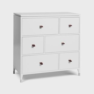 Mavis Abisko ladekast wit, 6 lades, sleif in elandhuid