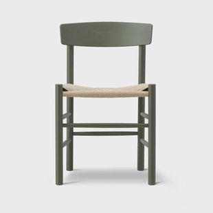 Fredericia Furniture J39 stoel Khaki green – gevlochten natuur
