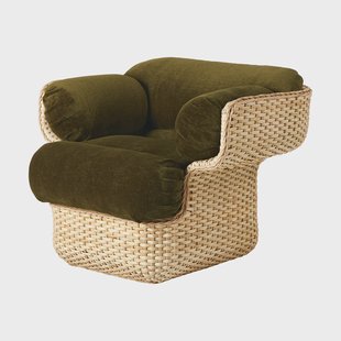 GUBI Basket loungestoel volledig bekleed Mumble Glamour Group 40-rotan