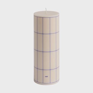 HAY Column Candle blokkaars medium 20 cm Off white-blue grid check
