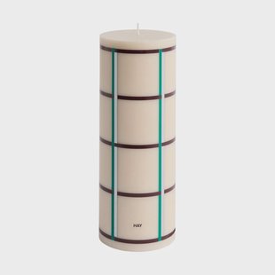 HAY Column Candle  blokkaars large 25 cm Off white-green bordeaux-silver
