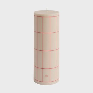 HAY Column Candle  blokkaars large 25 cm Off white-red grid check
