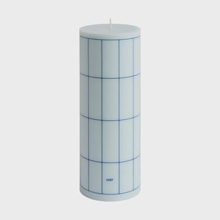 HAY Column Candle  blokkaars large 25 cm Light blue-blue grid check