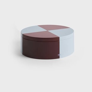 HAY Tin Container Round opbergblik Burgundy-ice blue