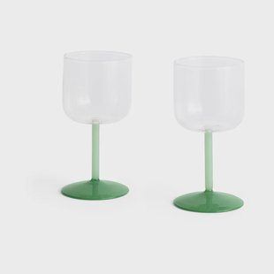 HAY Tint wijnglas 25 cl 2-pack Clear-jade light green-jade dark green
