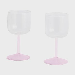 HAY Tint wijnglas 25 cl 2-pack Clear-jade light pink-light pink