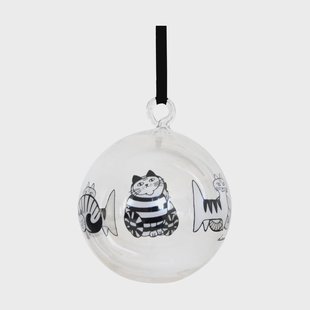 Pluto Design Lisa Larson katten kerstbal White-black