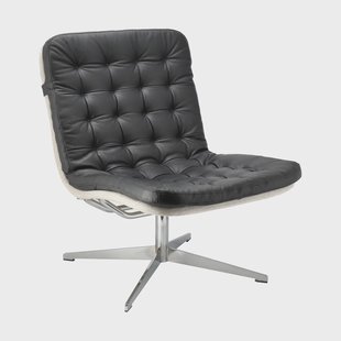 1898 Loholm fauteuil met draaifunctie Zwart leer-Bern Beige 0341