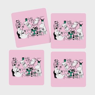 Opto Design Moomin 80 glasonderzetters 9x9 cm 4-pack Roze