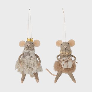 Bloomingville Peo kerstboomhanger wol 2-delig Bruin