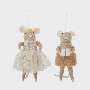 Bloomingville Peo kerstboomhanger wol 2-delig Bruin, hoog