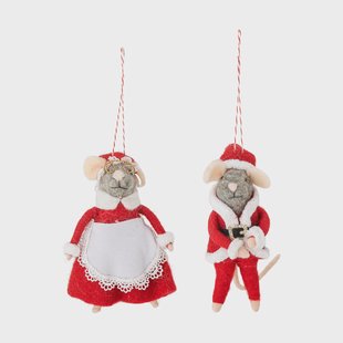 Bloomingville Peo kerstboomhanger wol 2-delig Rood
