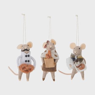 Bloomingville Peo kerstboomhanger wol 3-delig Natuur
