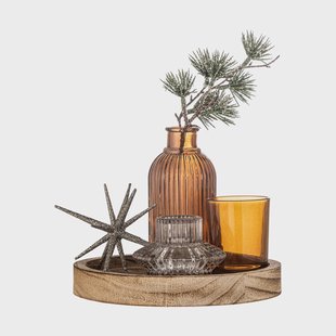 Bloomingville Sanga ronde dienblad met decoratieobject 6 delen Goud