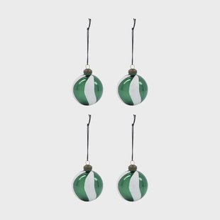 House Doctor Twister kerstbal Ø6 cm 4-pack Groen-wit