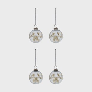House Doctor Leaf kerstbal Ø7,5 cm 4-pack Klar-goud