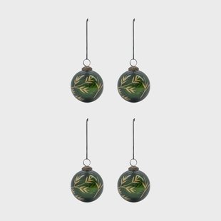 House Doctor Leaf kerstbal Ø7,5 cm 4-pack Groen-goud