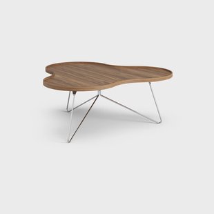 Swedese Flower mono tafel Special Edition 107x114 cm H45 cm-geverfd walnoot-verchroomd staal