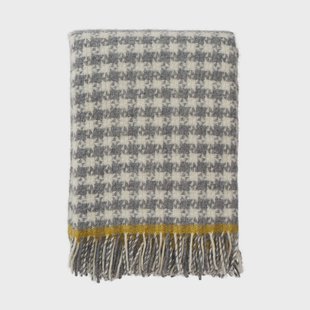 Klippan Yllefabrik Dogtooth wollen plaid 130x200 cm Grijs-geel