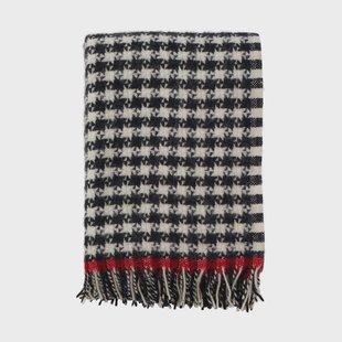 Klippan Yllefabrik Dogtooth wollen plaid 130x200 cm Black-red