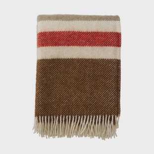 Klippan Yllefabrik Gotland Stripe wolldecke 130x200 cm Brown-beige-rood