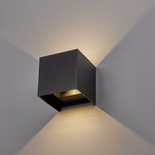 Nova Luce Epic - buiten wandverlichting - 15 x 15 x 15 cm -  2x 10W LED incl. - IP54 - donker antraciet