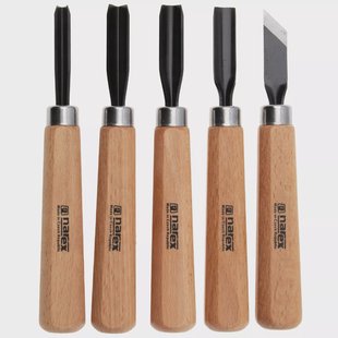 Narex Profi Carving Chisel Set 869300, gutsenset in leren gereedschapsrol, 6-delig