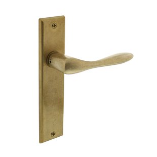 Intersteel Deurkruk Op Schild Banaan - Messing - Getrommeld - Blind - Schild 181x41 Mm