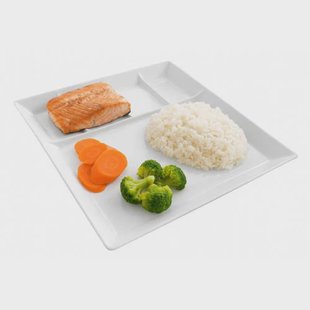 Studio Tavola Barbecueborden / Fondueborden / Gourmetborden - 5 vakken - Wit - 24 x 24 cm - 4 Stuks