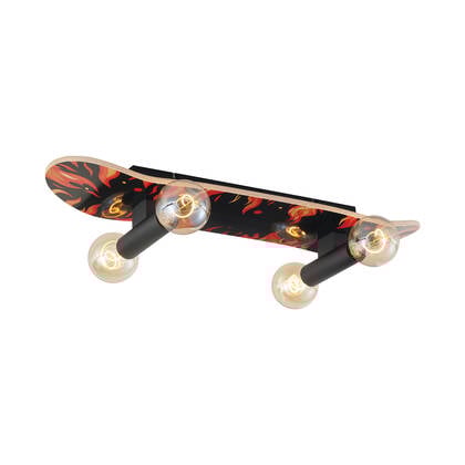QAZQA Wandlamp zwart met rood 80cm - Skateboard