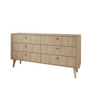 Meubella - Voorne - Ladekast met 6 lades - Eiken - 163x38x83 cm