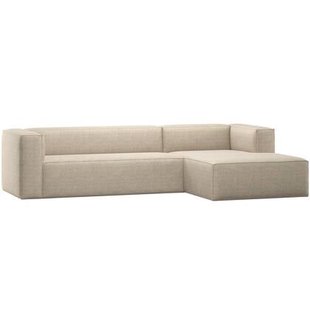 WOOOD Bean Hoekbank Rechts - Polyester - Beige Melange - 73x305x175