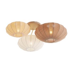 QAZQA Japandi plafondlamp wit met beige en bruin 3-lichts - Multi