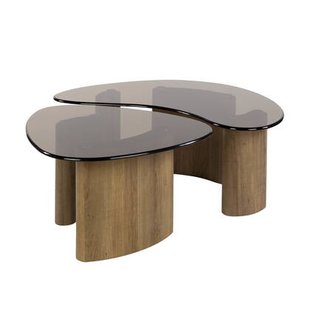 Giga Meubel - Salontafel Organisch Brons Glas - Set Van 2 - Tinto