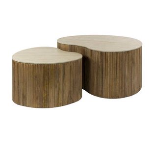 Giga Meubel - Salontafel Niervormig Beige|Hout - Set Van 2 - Nuovo