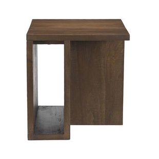 Giga Meubel - Bijzettafel Vierkant Donkerbruin Hout - 42cm - Onni