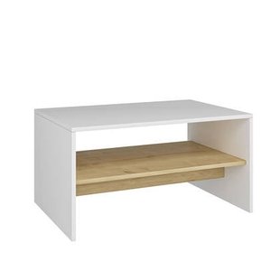 Giga Meubel - Salontafel Rechthoek Wit|Naturel - 90x45x47cm - Apollon