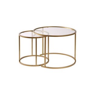 Giga Meubel - Salontafel Aurum Ø60|Ø42cm Goud|Glas Set van 2