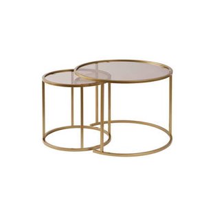 Giga Meubel - Salontafel Aurum Ø60|Ø42cm Goud|Brons Set van 2