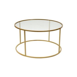 Giga Meubel - Salontafel Rond Goud Metaal|Glas - 80x80x45cm - Berlin