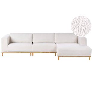 Beliani - VENG - Hoekbank 5-zits - Gebroken wit - Linkszijdig - Bouclé