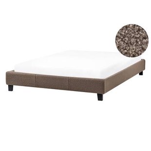Beliani - ROANNE - Tweepersoonsbed - Taupe - 140 x 200 cm - Bouclé