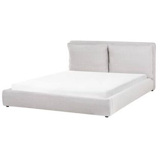 Beliani - BAJONNA - Tweepersoonsbed - Lichtgrijs - 180 x 200 cm - Stof