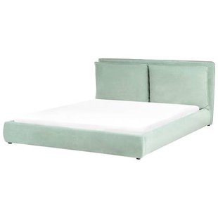 Beliani - BAJONNA - Tweepersoonsbed - Mintgroen - 180 x 200 cm - Stof