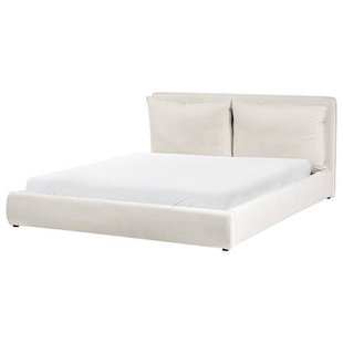 Beliani-BAJONNA-Tweepersoonsbed-Lichtbeige-180 x 200 cm-Polyester