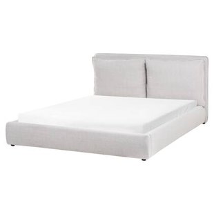 Beliani - BAJONNA - Tweepersoonsbed - Lichtgrijs - 160 x 200 cm - Stof