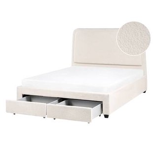 Beliani-SARDENT-Tweepersoonsbed-Off-white-140 x 200 cm-Bouclé